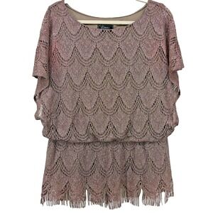 Dressbarn Collection Size L Vintage Y2K Blouson Top Dressy Blouse Sparkly Purple